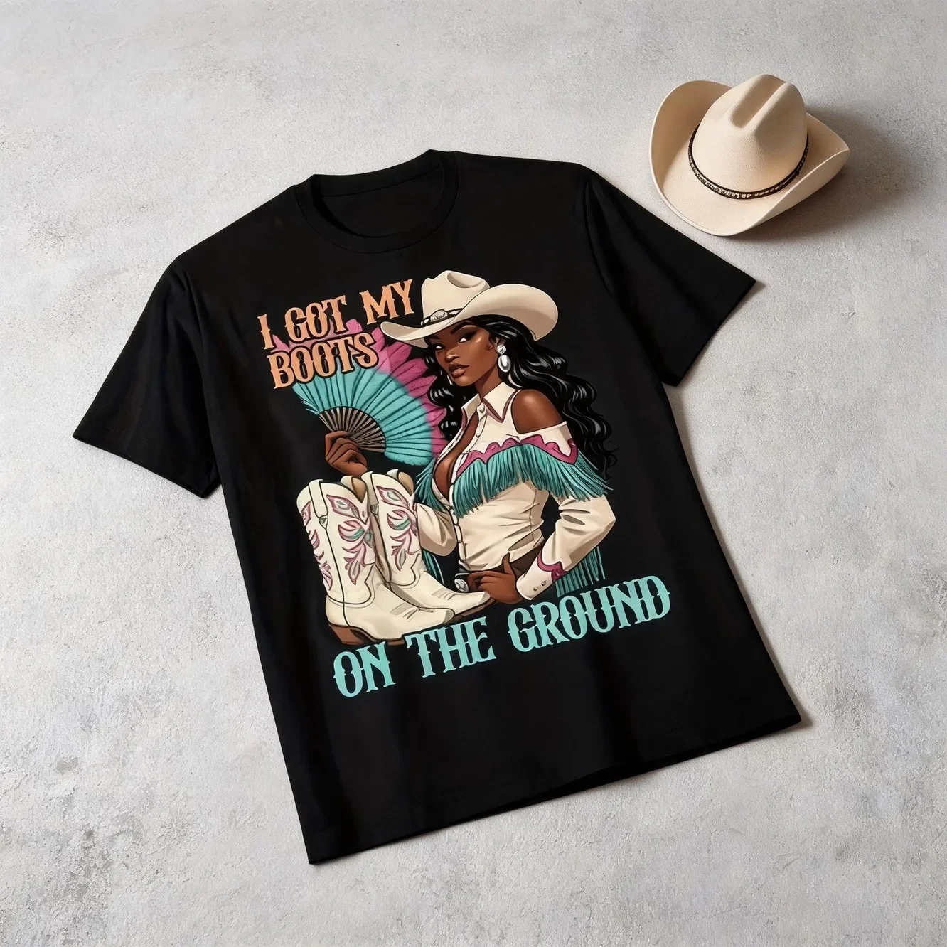 Western Cowgirl I Have Boots Under Black Graphic T Shirt Soft And Comfortable Crew Neck T Shirt Casual Wear Perfect Gift For Shirt Bright Print Shirt Breathable Cotton Shirt