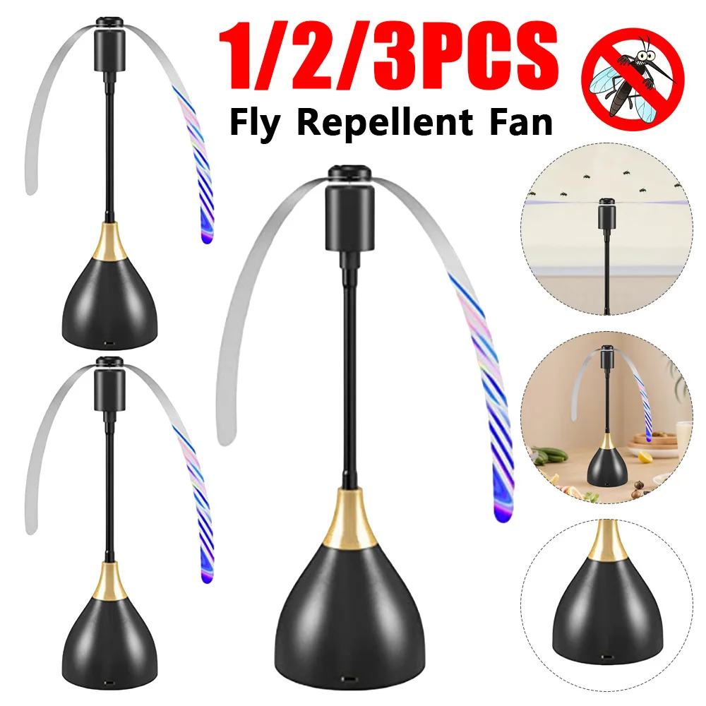 1-3pcs Portable Fly Fan Fly Repellent Fan Indoor Outdoor Dining Table Fly Repellent Fan Soft Blades for Picnics BBQ & Gatherings