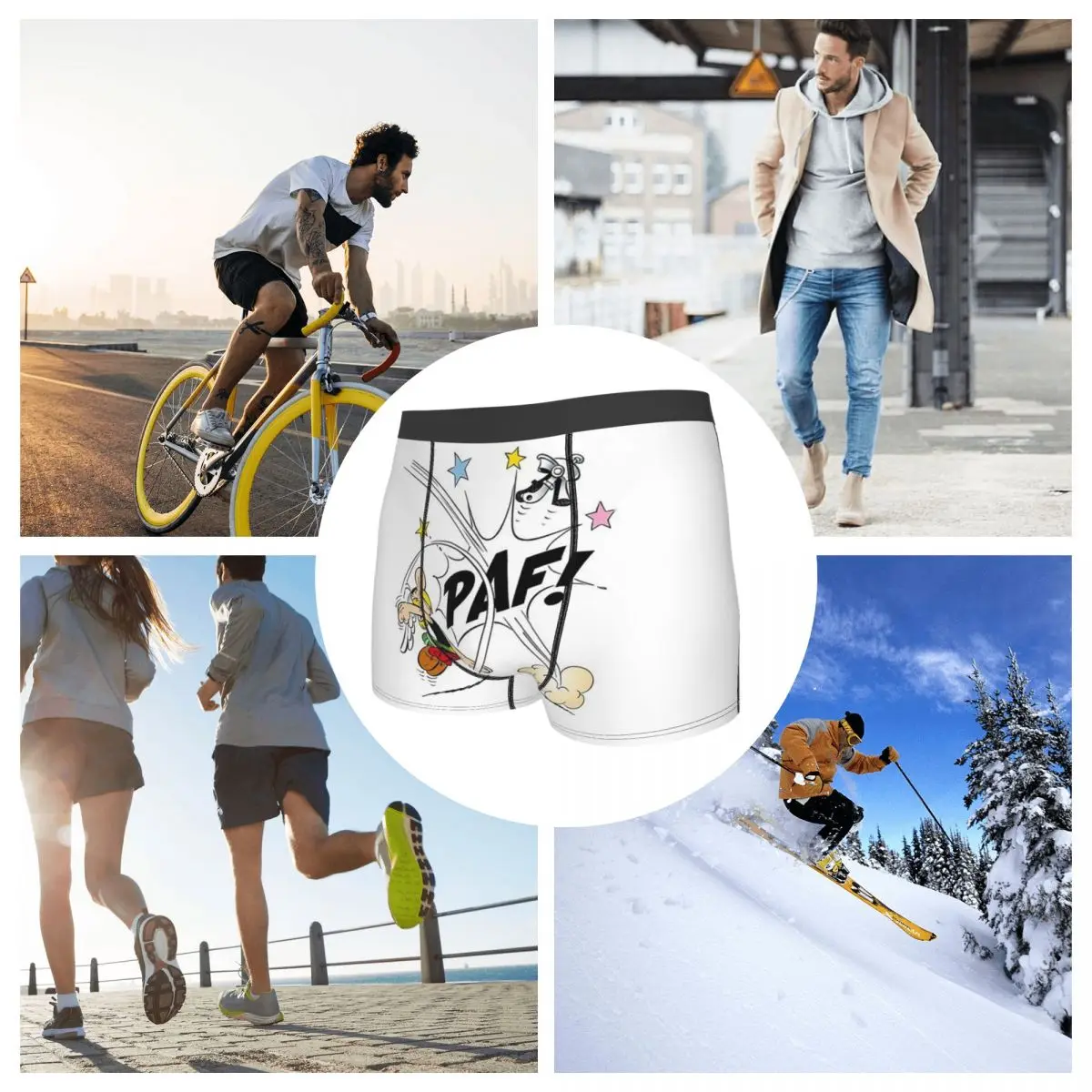 الملاكم السراويل السراويل أستريكس وأوبليكس أستريكس (15) سراويل داخلية للرجال ملابس داخلية جيدة التهوية لهدايا أوم رجل صديقها