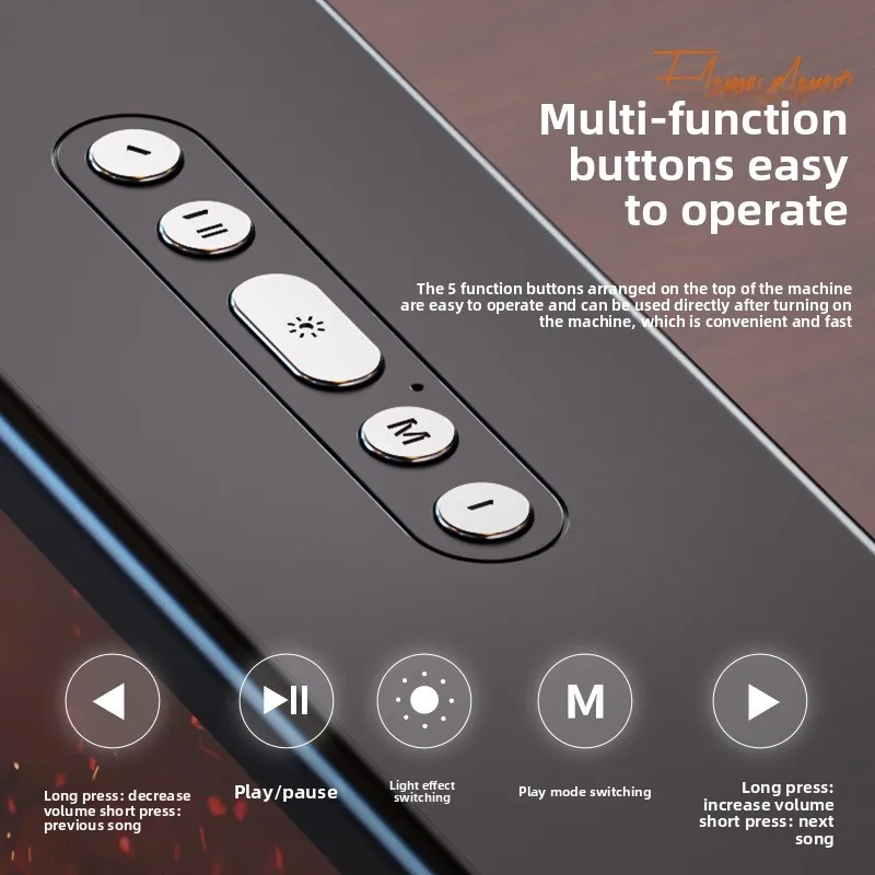 Creative 2026 Bluetooth Speaker Simulated Fireplace Colorful LED Light  Home Theater