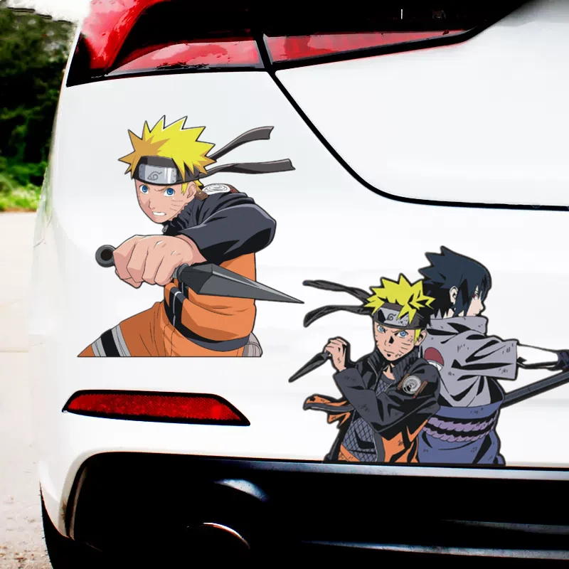 NARUTO Anime Reflective Car Sticker Uchiha Sasuke Uzumaki Naruto Body Door Decoration Sticker Children\'s Toy Birthday Gift