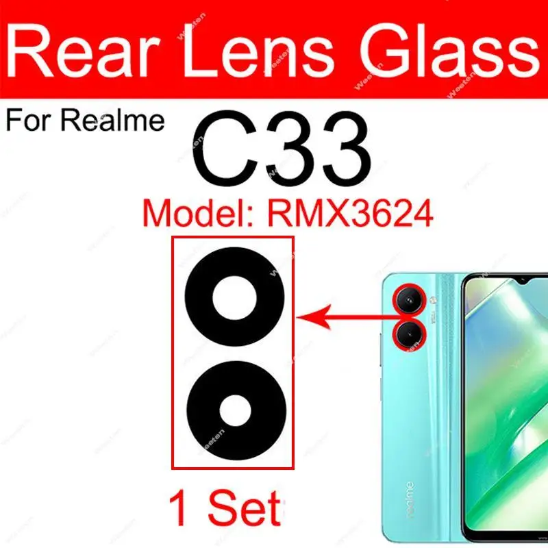 Back Camera Glass Lens For Realme C30 C30S C33 C31 C35 C53 C55 Rear Camera Lens Glass with Sticker Replacement