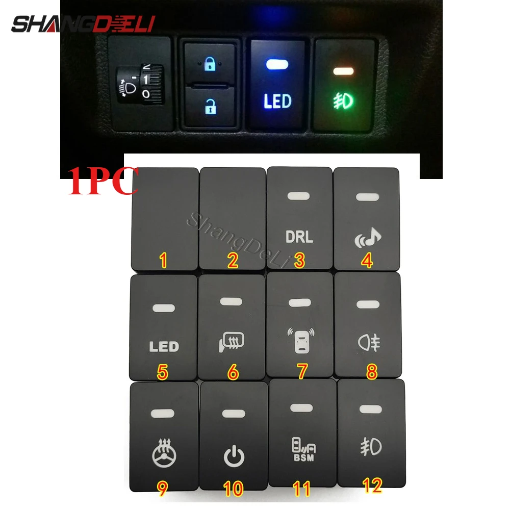 

1 Pc Car LED Light Power On Off Camera View Trunk Switch Button For Honda Fit Civic HRV CRV VEZEL 2017 2018 2019 2020 2021
