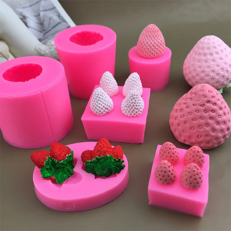 DIY fresas De Chocolate con hojas decoración De pasteles gelatina pudín galletas Molde De Silicona líquida Molde De Silicona
