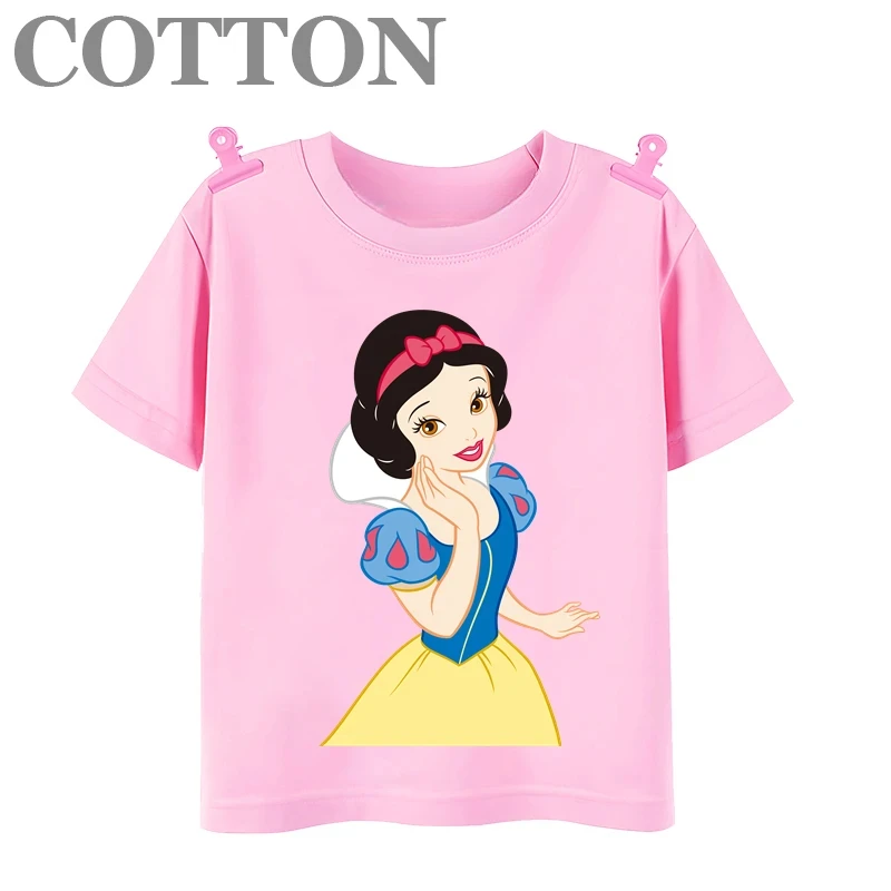 Snow White  T-shirt girl baby Cotton  cartoon Disney Princess fashion summer children's  cartoon round neck short sleeve