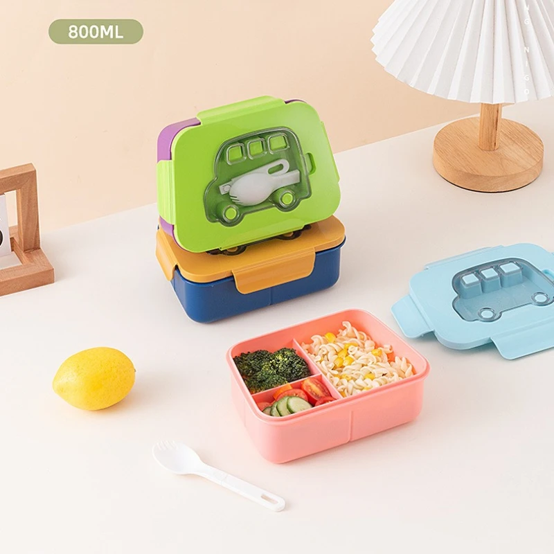 Cartoon Car Student Lunch Box Can Be Put Into Microwave Oven, Cross-border Can Be Sent on Behalf of Office Workers, Divided