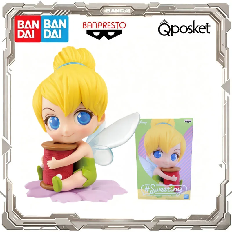 Bandai Genuine Qposket Disney Little Sweetheart Collection Tinker Bell Action Figure Toys for Kids Gift Collectible Ornaments