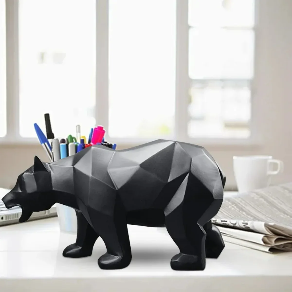 Sculpture Bear Statue Resin Home Decoration Geometric Animal Bear Ornament Nordic Decoration Accessories Modern Crafts