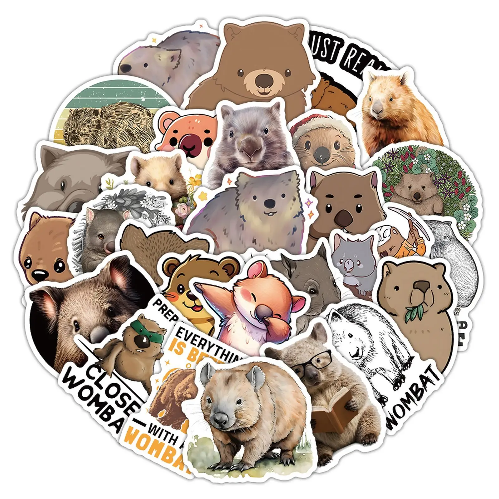 50 Uds. Pegatinas de grafiti de oso de dibujos animados lindo Wombat Emojis funda de teléfono pegatinas para niños