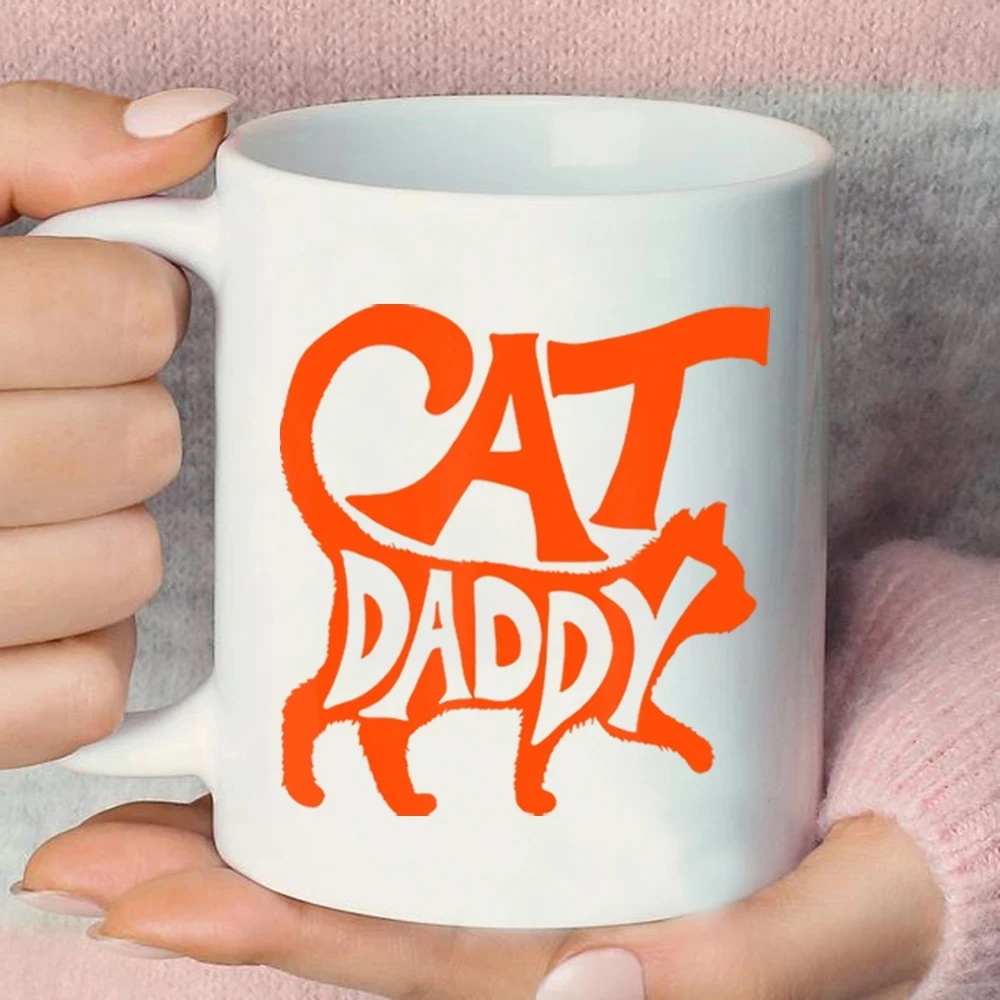 Creative Cat Dad Mugs Daddy Papa Coffee Tea Cups Father's Day Gifts Coffeeware Home Decal Teaware Milk Tableware Beer Drinkware