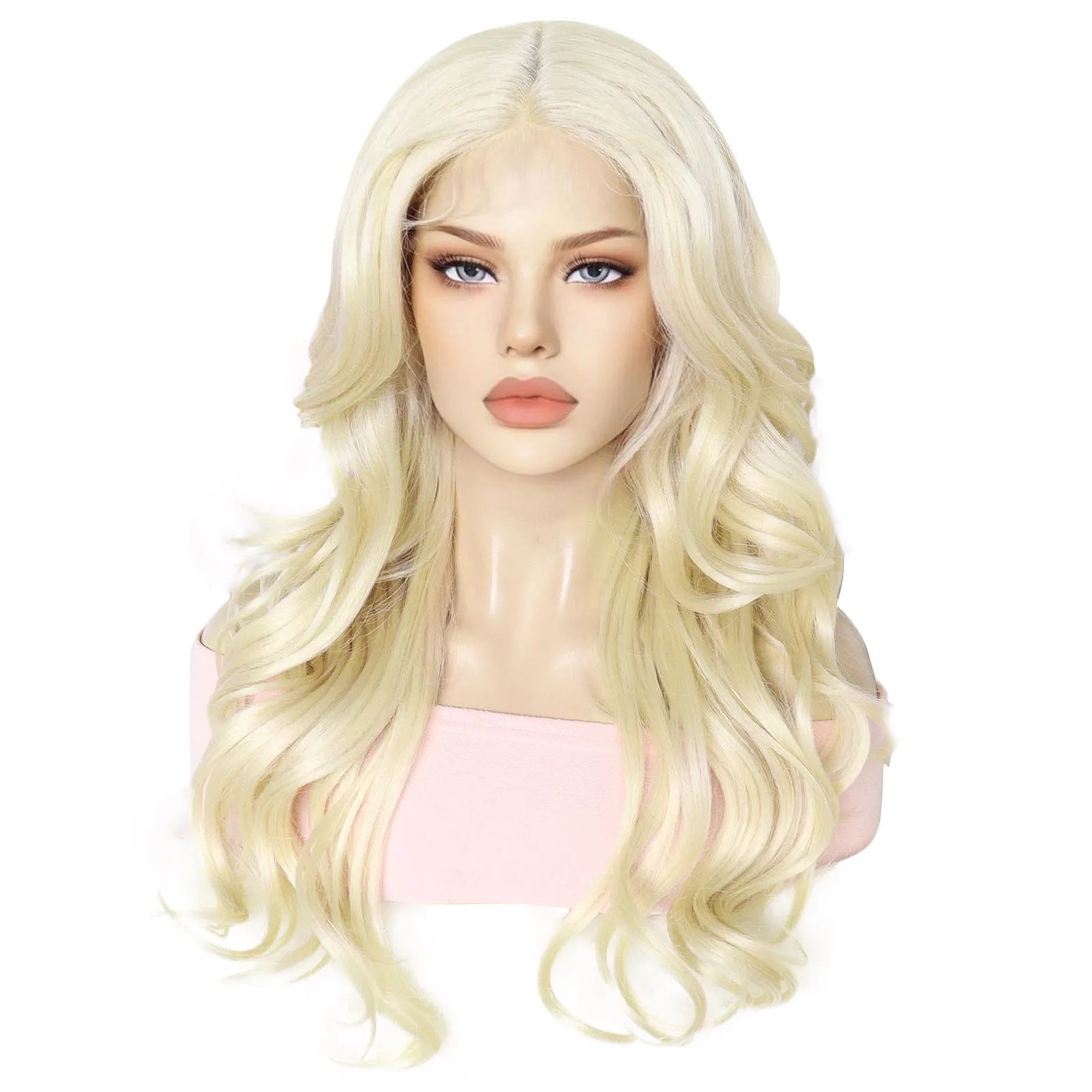 Synthetic 13*4*1 T-Part Lace Blonde Wig with Baby Hair, Long Wavy Premium Hair Lace Front Wig, Middle Part Style