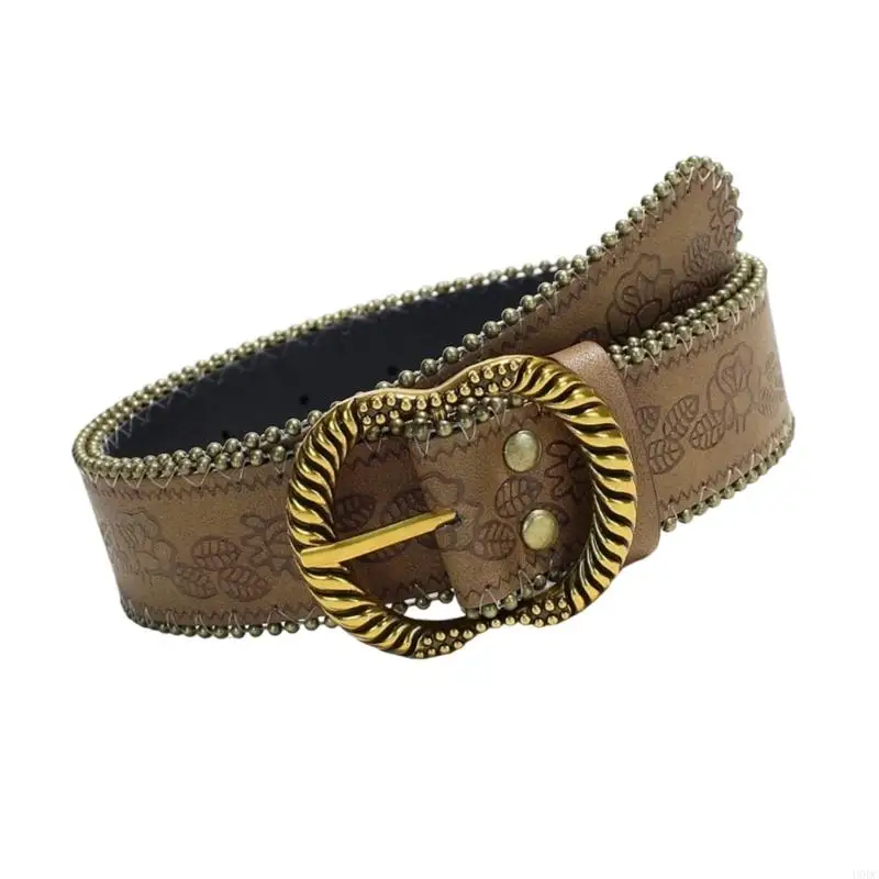 Women's PU Fashion Belt with Round Pin Closure for Jeans Outfits Y166