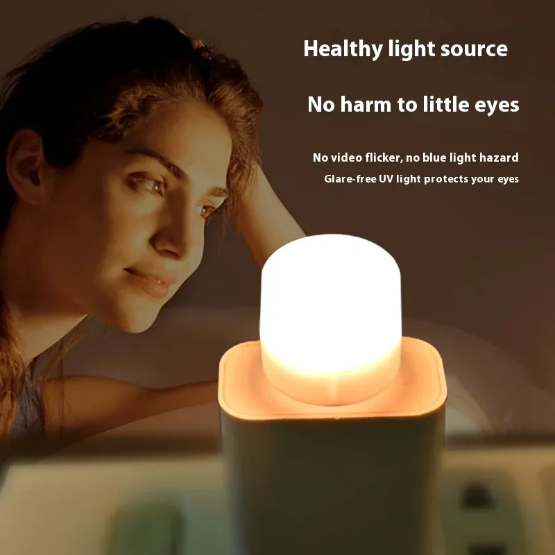 USB Night Light LED Bedside Lamp Energy Saving Eye Care Lamp for Kids Adults Warm White Light for Bedroom and Home