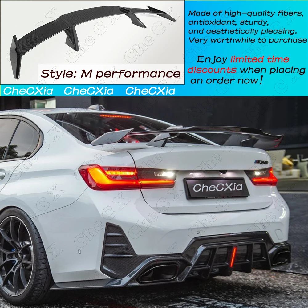 

For 2020-2024 BMW 3 Series G20 G28 G80M3 2-4 Door Sedan Real Carbon Fiber Rear Spoiler Gloss Black Trunk Lid Diffuser MP GT Styl