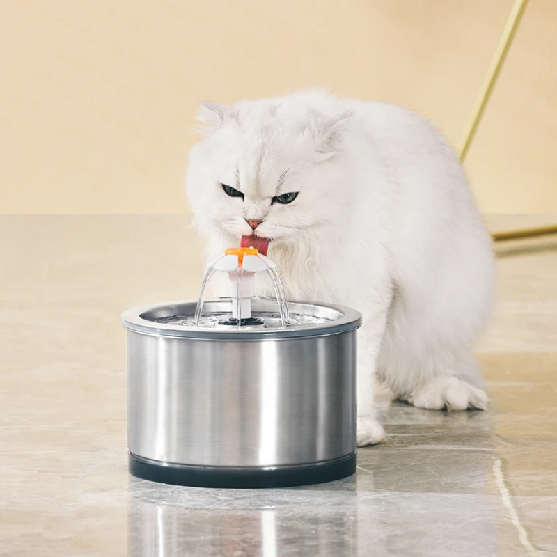 

Stainless Steel Cat Water Fountain Automatic Pet Dispenser Electric Mute Usb Cats Water Drinking Feeder 2.5L Cats Fountain