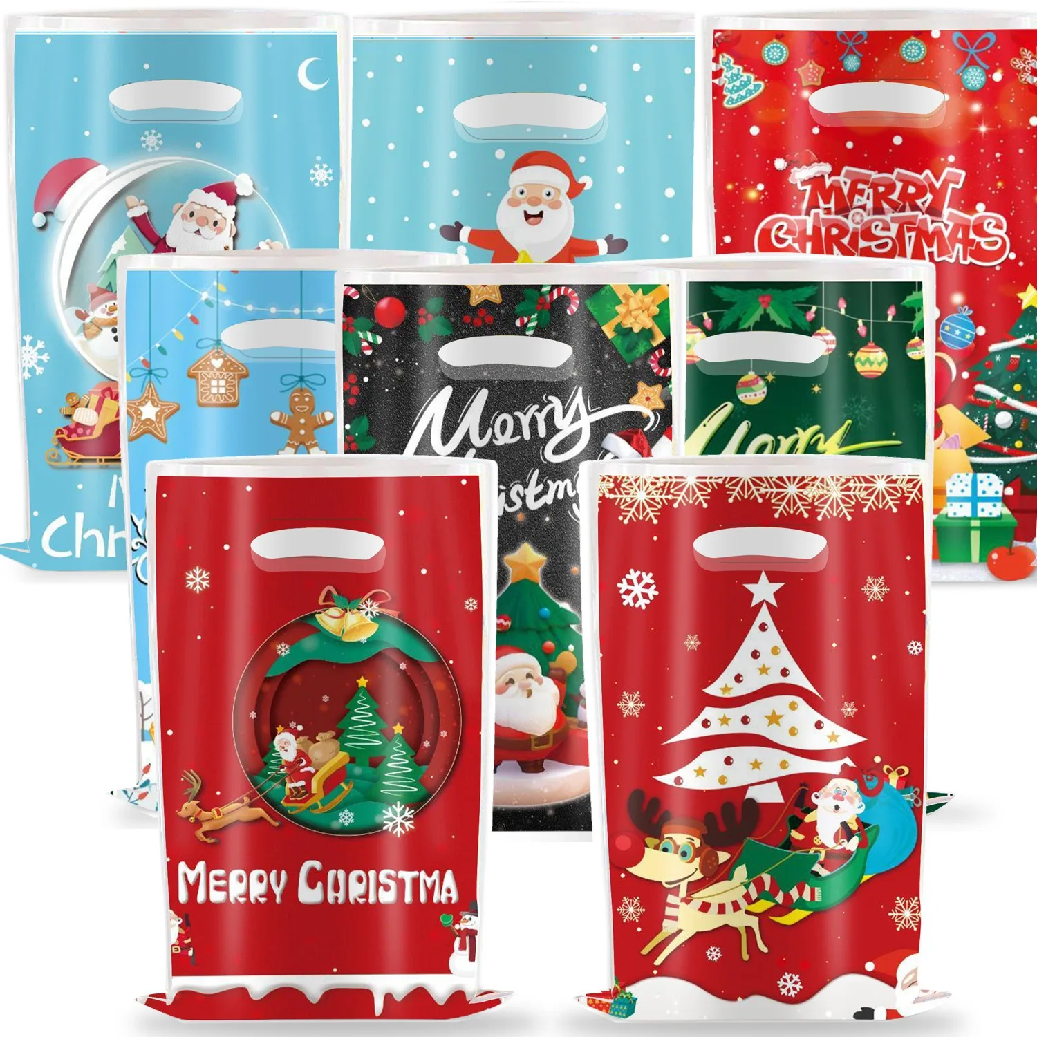 

10pcs Christmas Candy Bags Santa Claus Snowman Elk Style Christmas Decorations For Home 2024 Navidad New Year 2025 Gifts