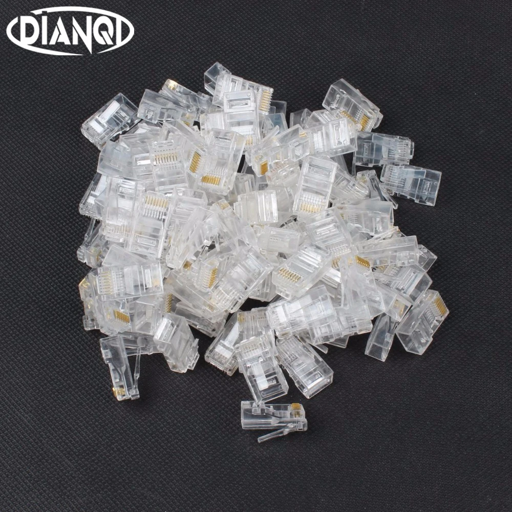 25 50 100 peças plugue modular de rede rede rj45 cat5 cat5e conector 8p8c utp plugue modular não blindado rj45 terminal de computador dn001