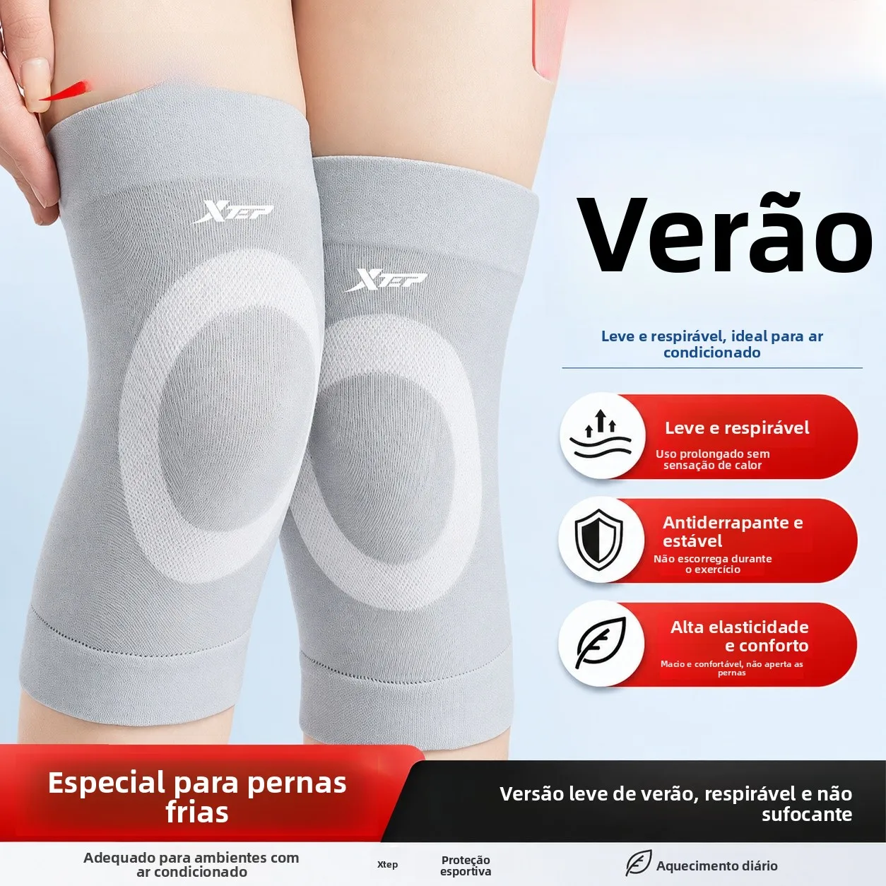 xtep-特殊エアコン膝パッド女性用関節暖かい滑り止め軽量通気性夏用膝保護