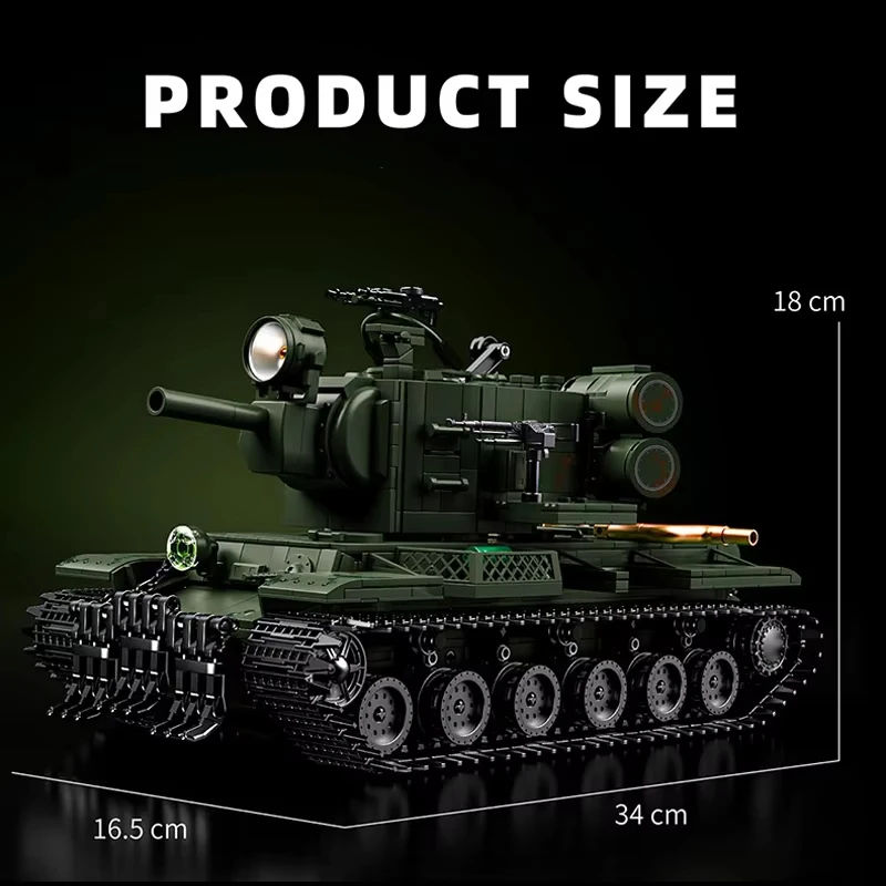 MOC WW2 Germany Military KV2 Super Heavy Tank Building Blocks Kit,2235Pcs Military Model Decoration Bricks DIY Toys Kids Gifts
