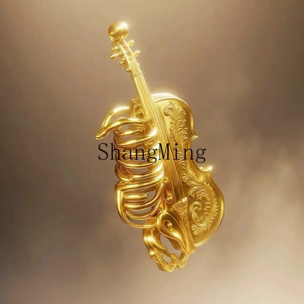CLL gold violin and sternum, high-end brooch, retro pin, temperament, versatile, personality, punk style high-end - view 3