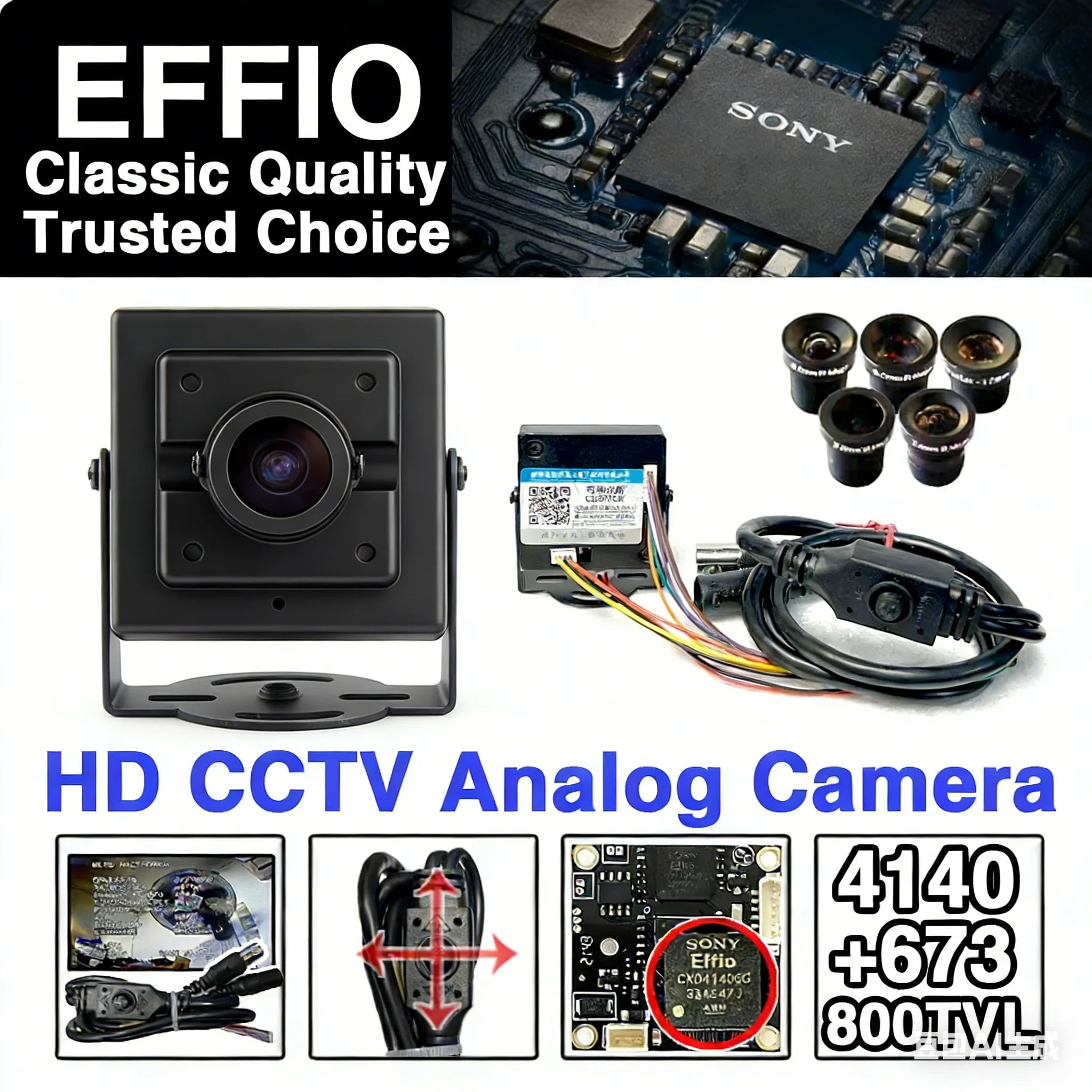 

OSD 2,8–16 мм Effio HD 800TVL CCD-камера 4140 + 673 Аналоговая мини-камера видеонаблюдения с меню и кронштейном для ультракомпактного размера 32x32 мм Securit