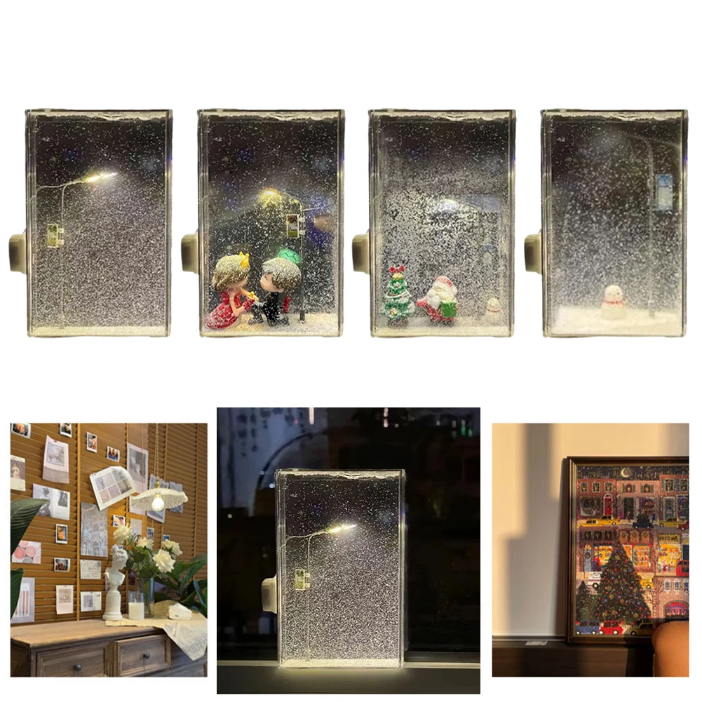 Snowy Lamp Material Pack Snow Scenery Night Light Decorative Snowy Night Street Lamp Handmade Christmas Light for Kids Adults