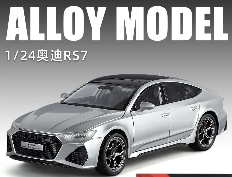 

New 1:24 Audi RS7 DieCast Alloy Car Model - Pull Back with Sound & Light, Collectible Gift for Kids & Adults