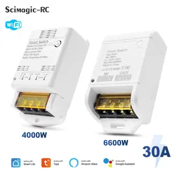 Wifi 30A Relay Module 85-250V 220V Smart Switch 20A RF Controller SmartLife Tuya Remote Control Alexa Google Home Automation