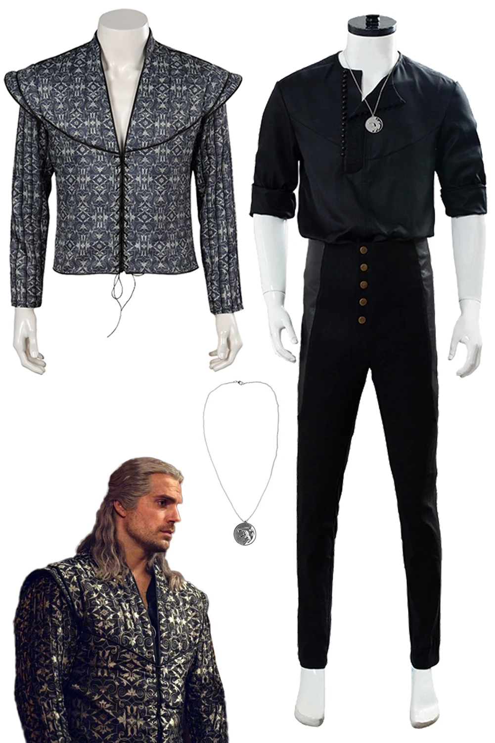 Fantasia Geralt Cosplay para Homem, Roupa Fantasia, Jaqueta, Calças, TV, Feiticeiro 3, Disfarce, Halloween, Carnaval, Roupa de Festa, Masculino