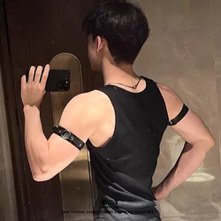 Boys Leather Arm Ring Sports Shirt Sleeve Type Men's Sleeve Ring Arm Belt Collar Necklace Neck Ring Upper Arm Ring