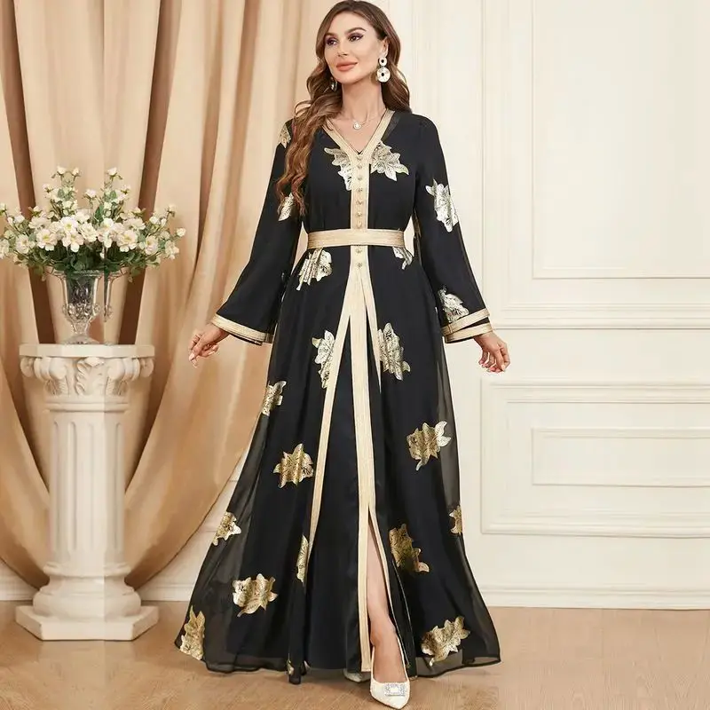 

Middle East Arabic Women's Faionable Two-Piece Set Dr Dubai Clean Fit Long Sve A-Line Skirt Soft Mid-High Waist Winter D...