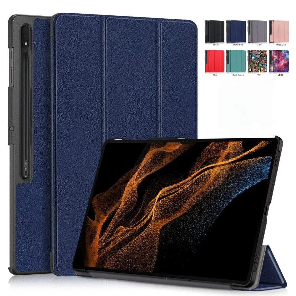 For Samsung Galaxy Tab S8 ultra 14.6 Folding Stand Smart Cover For Galaxy Tab S9 ultra 14.6 X910 X916 x918 Tablet Kids Green