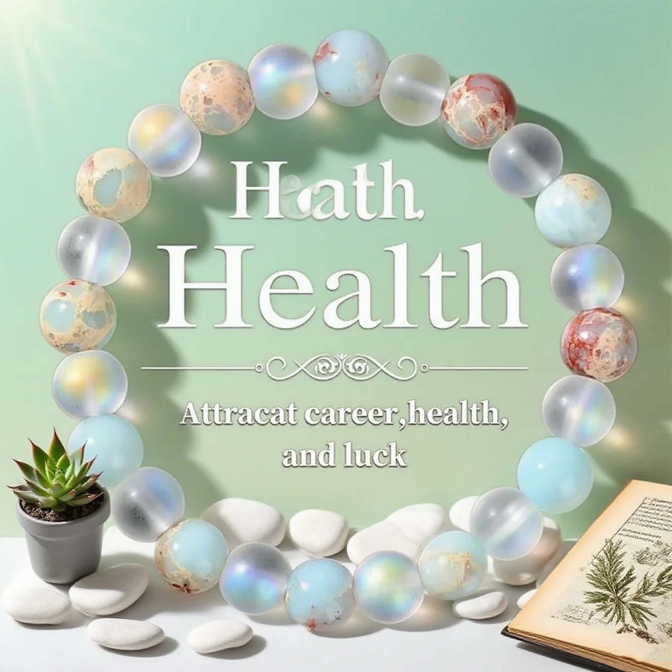 1 Pieza De Pulsera De Cuentas De Cuarzo Aura Y Sedimentos Oceánicos - Unisex - Joyería De Cristal Homog - Trae La Abundancia