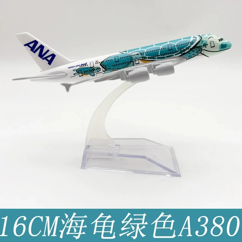 Alloy Aircraft Japan ANA Airlines A380 Model Orange/Green/Blue Sea Turtle 1/400 Scale 16CM Miniature Airplane With Plane Stand