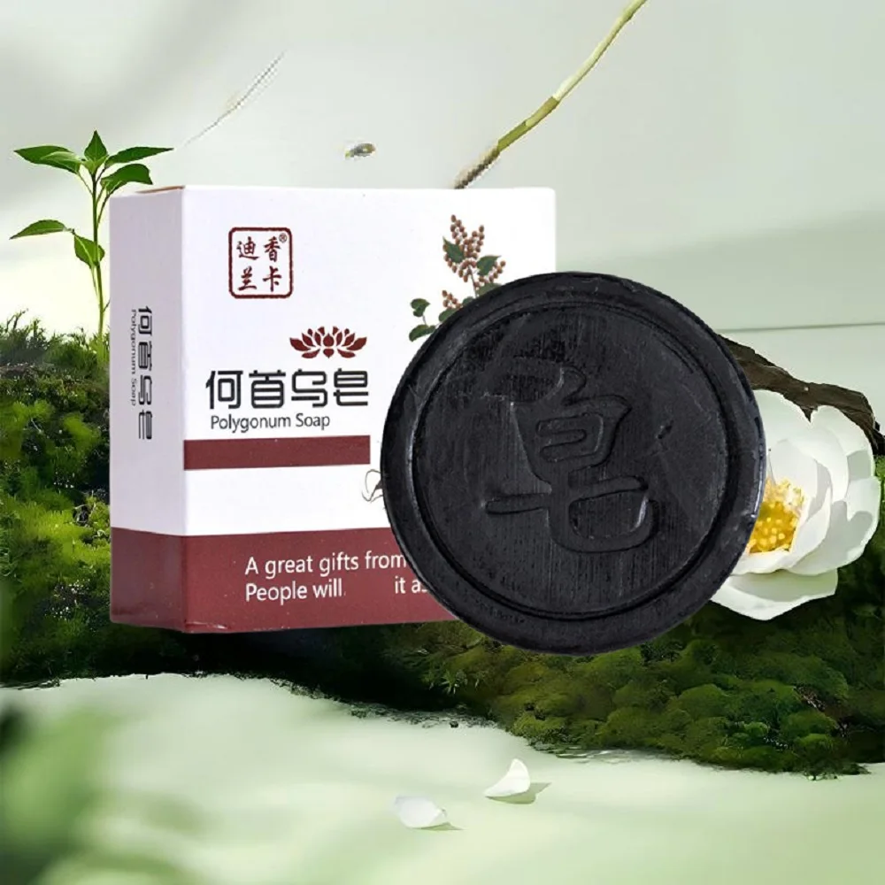 Natural He Shou Wu Soap Essential Oil Soap Hair Darkening Shampoo Repair Gray Hair Color To Black Promotes Hair Growth Soap