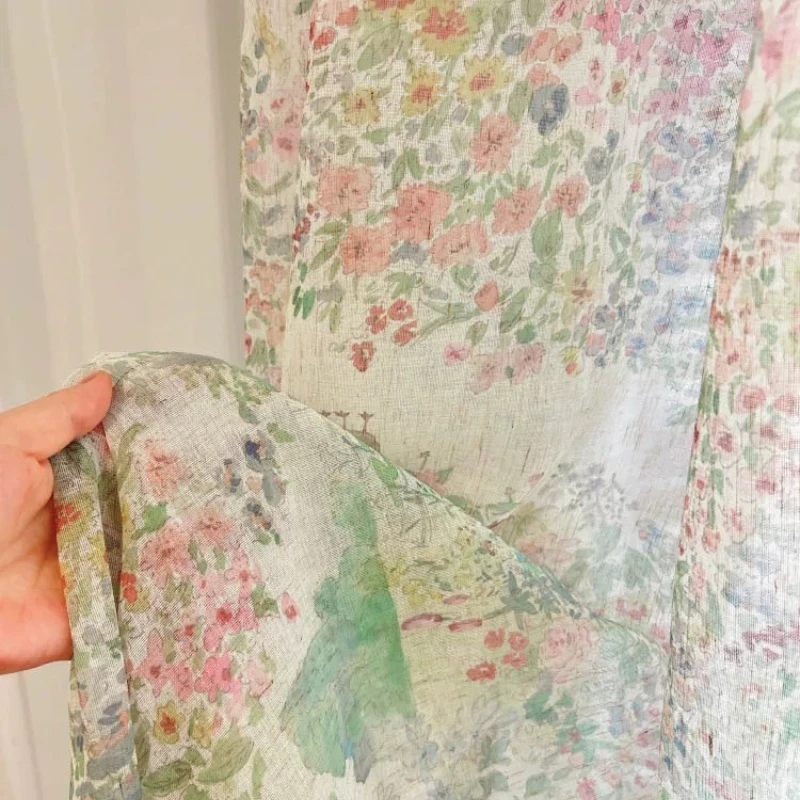 American Style Countryside Cotton and Linen Curtains Oil Paintings Colorful Jacquard Window Screens Living Rooms Bedrooms