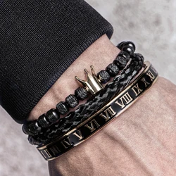 Luxury Enamel Roman Bracelet Royal Crown Charm Men Stainless Steel Geometry Pulseiras Open Adjustable Bracelets Couple Jewelry