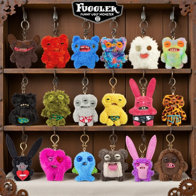 Original Fuggler Ugly Teeth Monsters Plush Toys Keychains Fugglers Wide Eyed Weirdo Annoyed Alien Rabbit Peluche Dolls Pendants