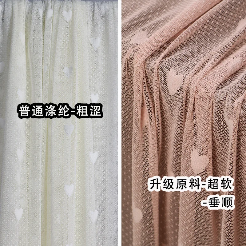 Ropa interior para niños con diseño de corazón de melocotón Jacquard de malla suave de tela rosa de amor de 6 yardas con puntos de tela