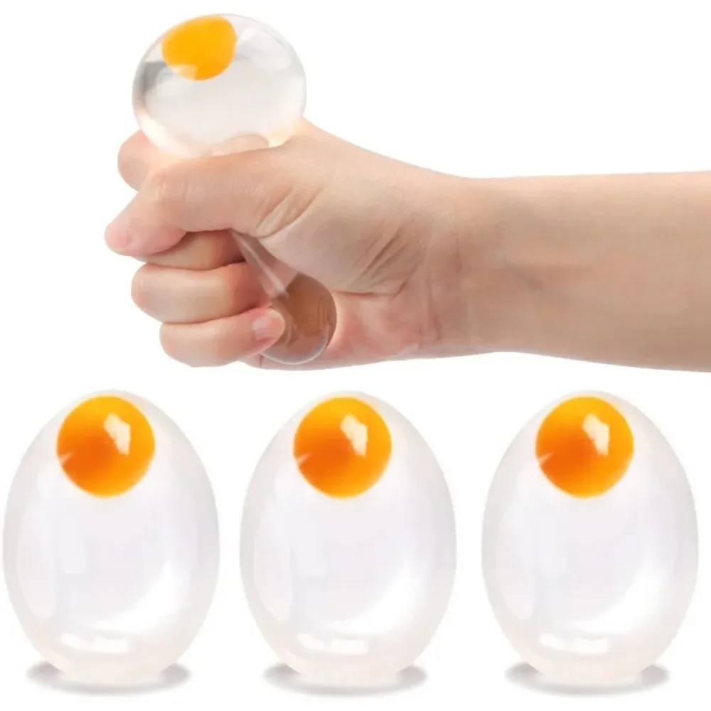 Funky Egg Squishy Ball - Clear Stress Relief Toy for Kids & Adults Anxiety Reducer, Squeeze Splat Sensory Fidget Toys