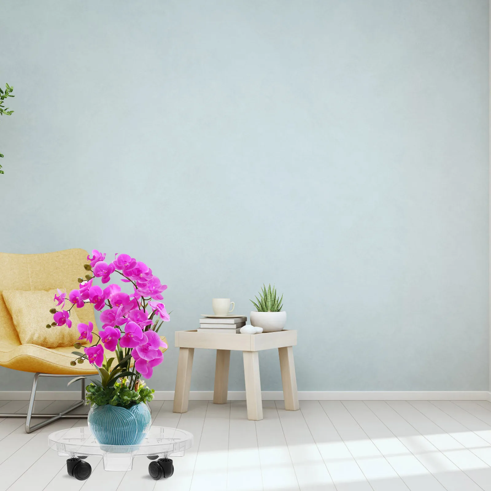 

Premium Plastic Movable Flower Pot Tray Flowerpot Bottom Base Easy Clean Plant Stand with Wheels Gardening Flowerpot Storage