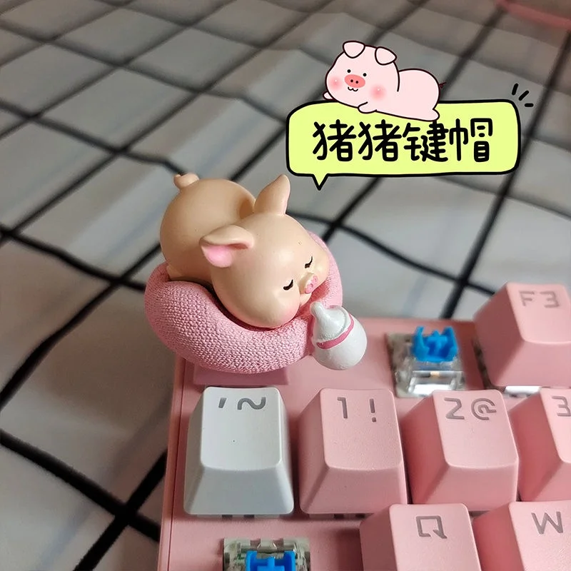 

Single Keycap for Mechanical Keyboard Personalized Keycap Cute Cartoon Pig Handmade Keycap R4 Height