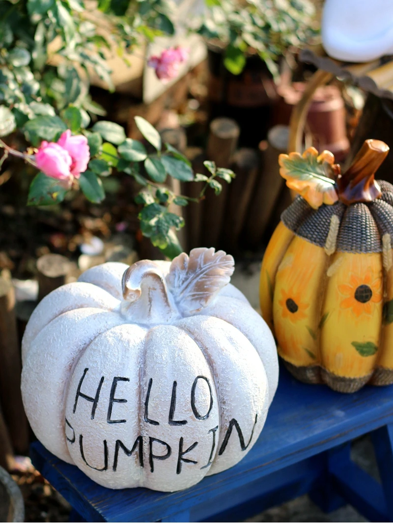 

Уличный большой декоративный элемент в виде тыквы для сада, двора, украшение на Хэллоуин, ретро-крышка для водопроводного крана, деревенский стиль, декор из смолы
