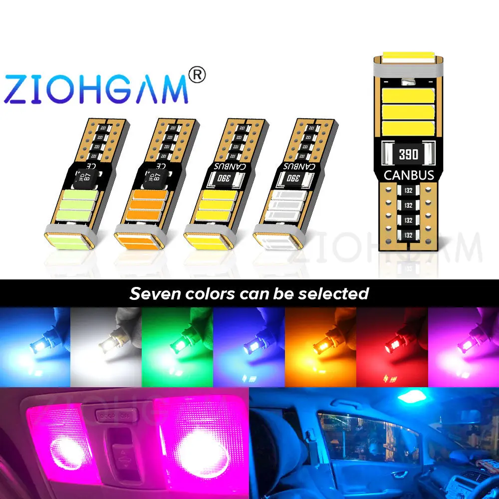 

ZIOHGAM 2PCS Led W5W T10 Bulb 194 7020 Dome Interior License Plate Parking Side Marker Door Signal Lamp Car Reading Light 12V