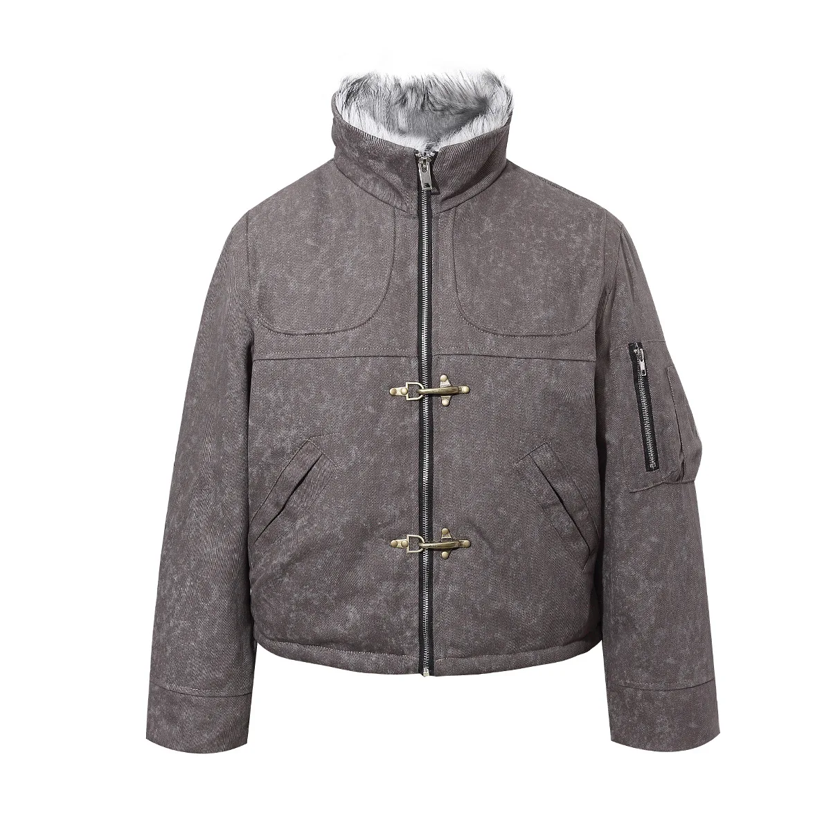 

Зимние американские стеганые куртки в стиле Old Money 2025 года, сохраняющие тепло с пряжкой в виде самолета для мужчин, стеганое пальто с горной резьбой