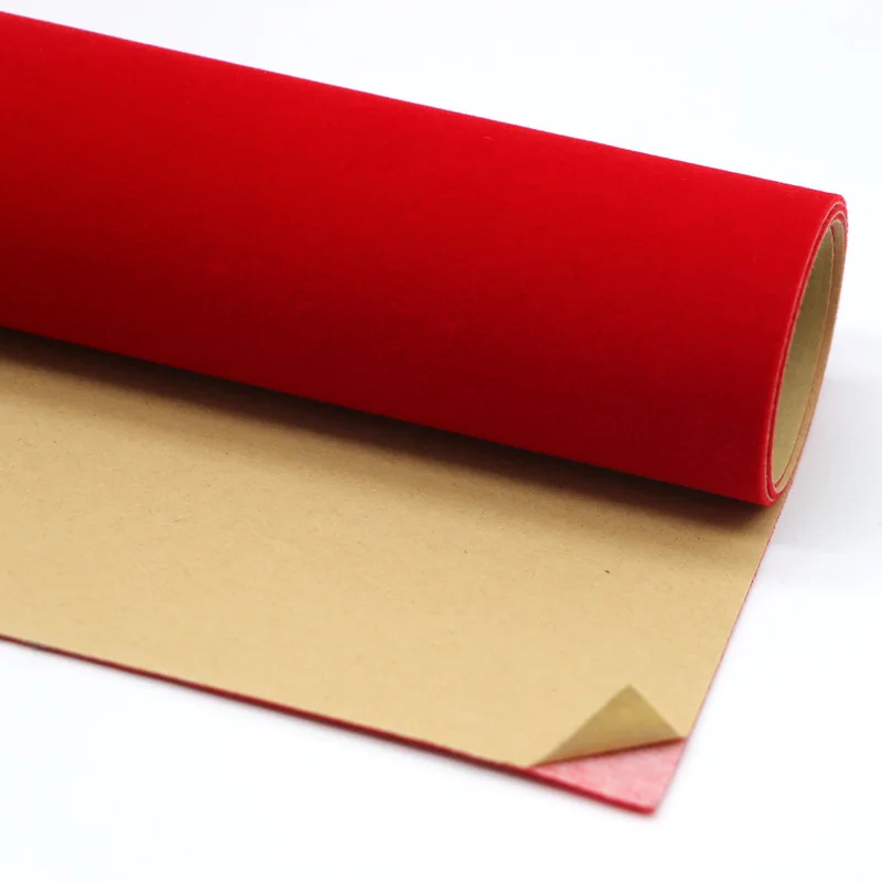 

1pc/2pcs/3pcs 45cm*5m Red Color Self Adhesive Flocking Fabric Sticky Backed Velvet Liner for DIY Home Car Decor Liner 1.2mm