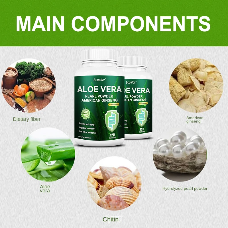 Bcuelov Aloe Vera Capsules Help Promote Healthy Digestion, Detoxify, Cleanse The Stomach and Boost The Immune System.