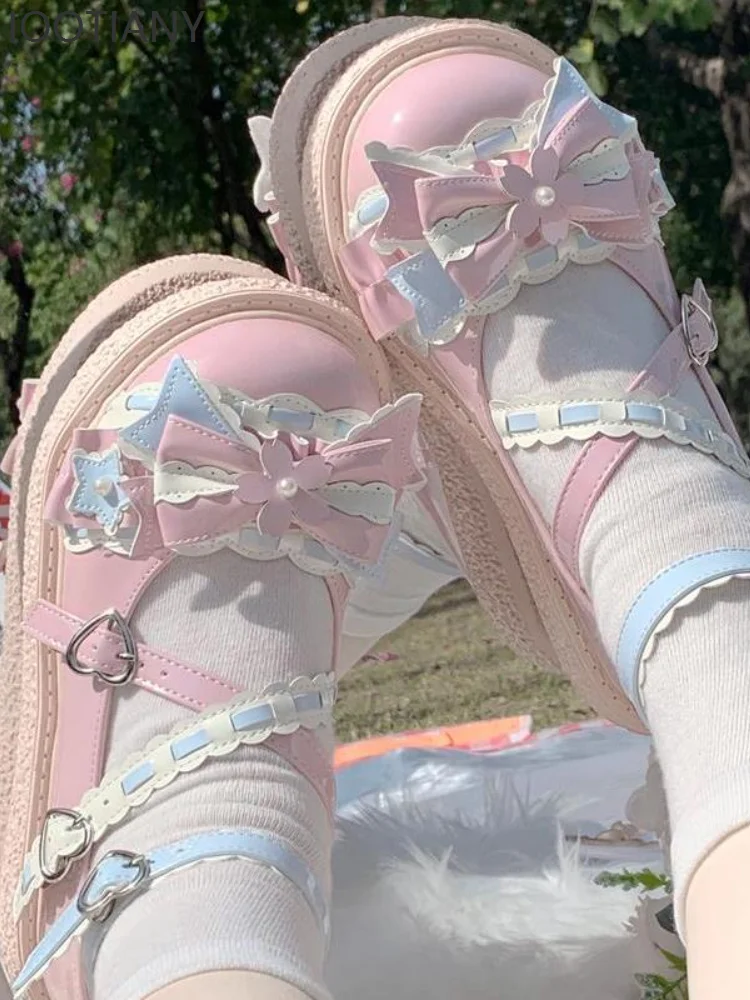 

Sweetheart Cute Lolita Bow Single Shoes Women's Summer Magic Card Cherry Blossom Shoes Japanese Jk Student Small Leather Shoes
