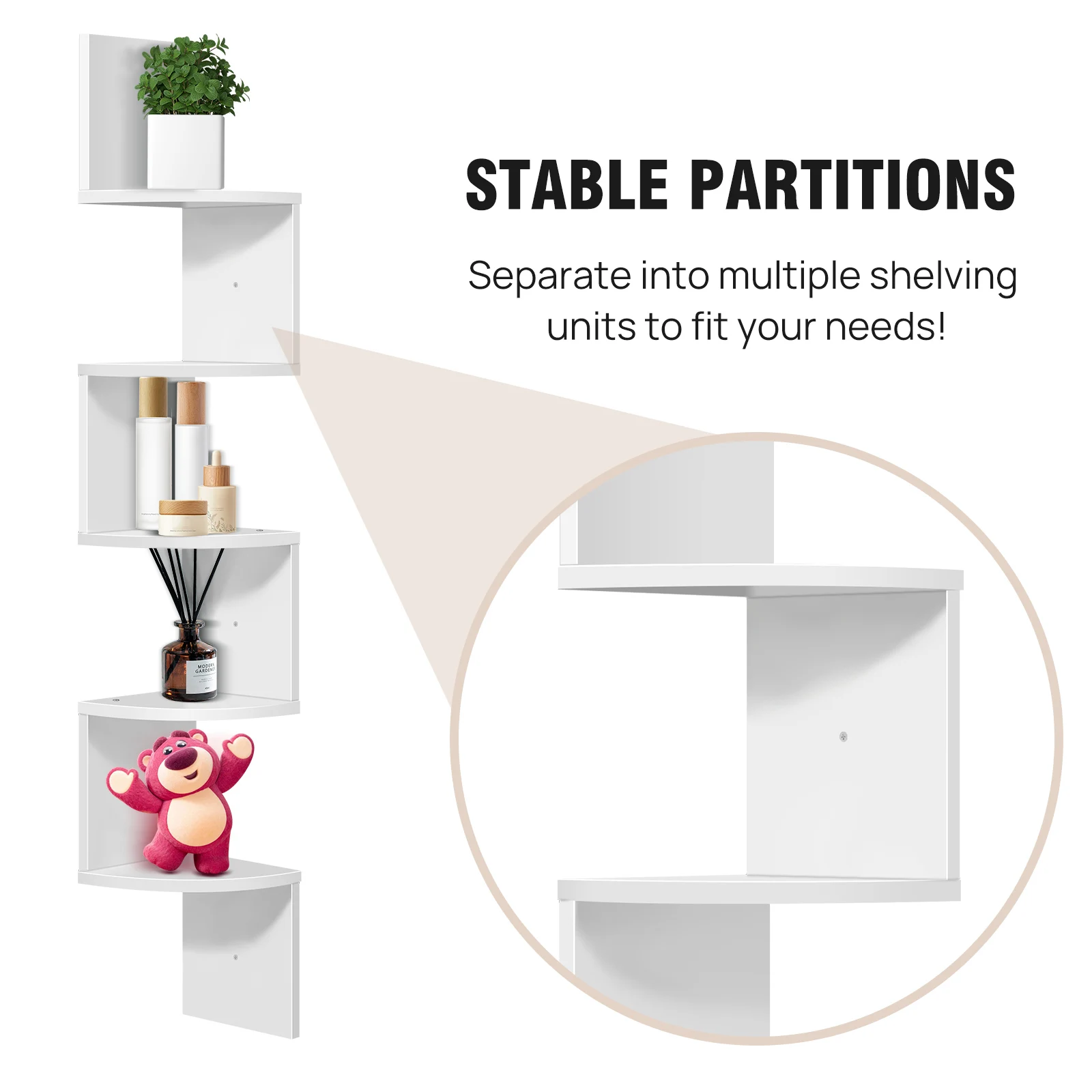 أرفف عائمة على الحائط من Lucn، رف تخزين من 5 طبقات لكتب النباتات، رف عرض حديث للحمام المنزلي والمكتب