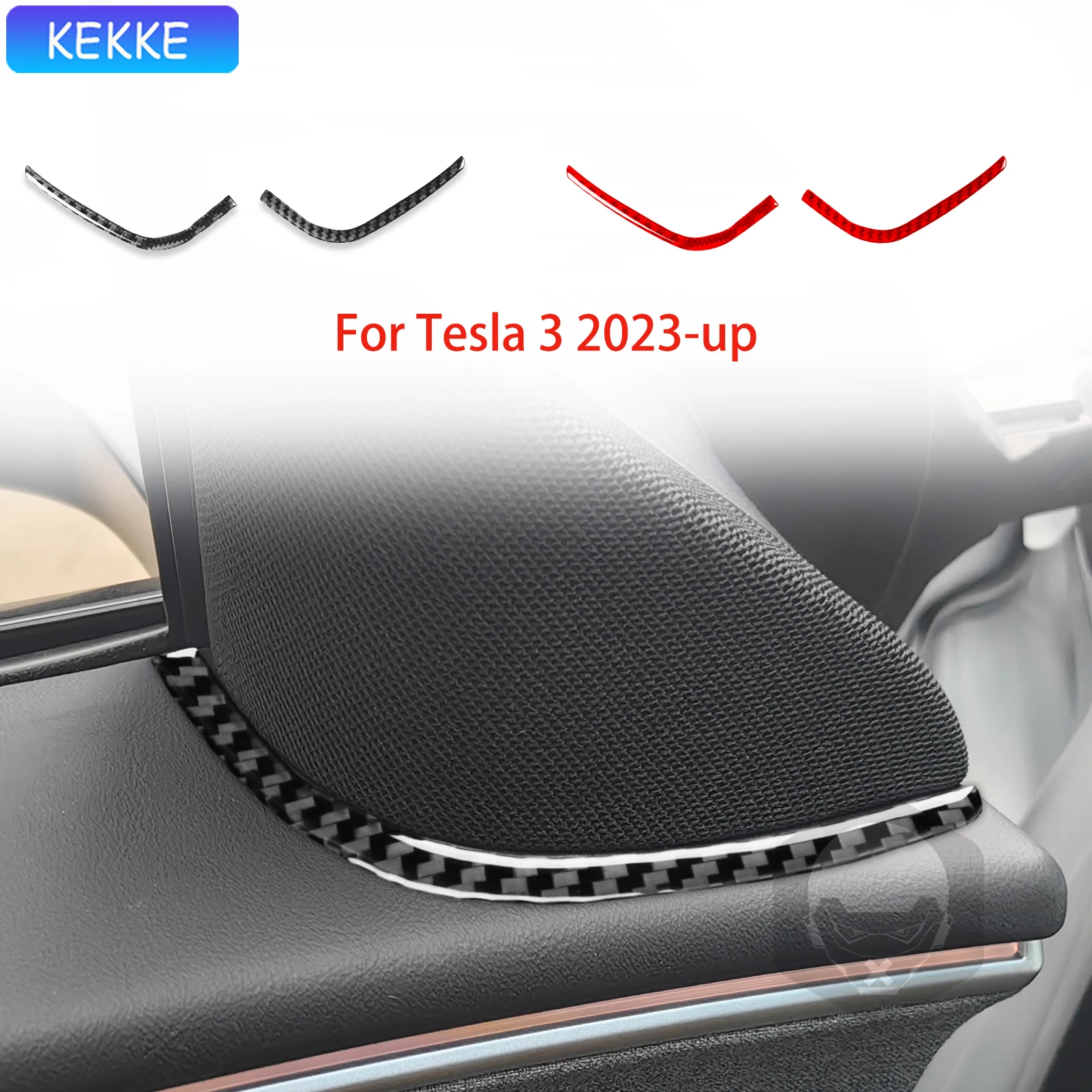 

For Tesla 3 2023-up A-pillar horn Trim strip Soft Carbon Fiber Decorative Car Interior Accessories Stickers